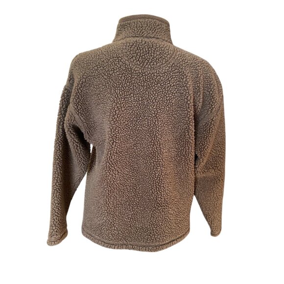 Gap brown quarter zip short teddy jacket shacket women's size XL soft - Picture 4 of 8